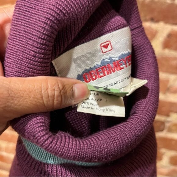 Obermayer Turtleneck Sweater Flower Applique Shoulder Pads Women's Small - Picture 5 of 7